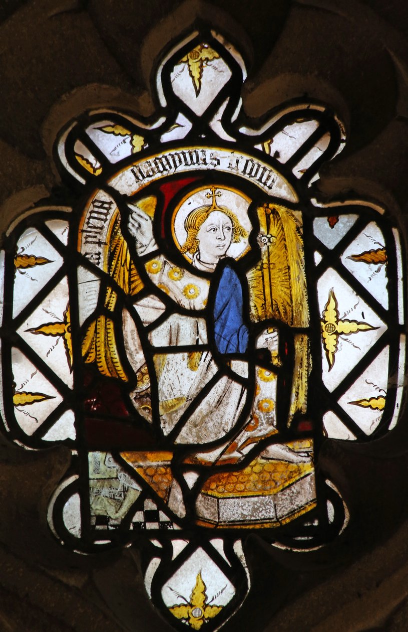 Window St Nectan Chapel Ew representando o Arcanjo Gabriel da Anunciação de English School