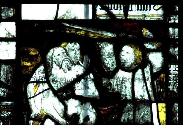 Janela que representa Adão e Eva expulsos do Jardim do Éden, meados do século XV (vitral) de English School