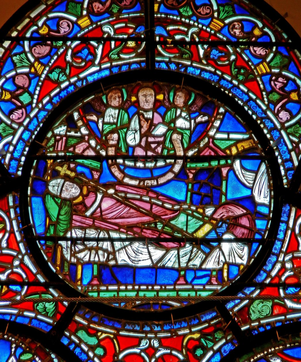 Janela retratando St. Dunstan sonhando que ele passaria o dia no céu de English School