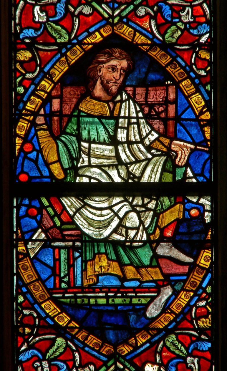 Janela retratando uma figura genealógica: Boaz de English School