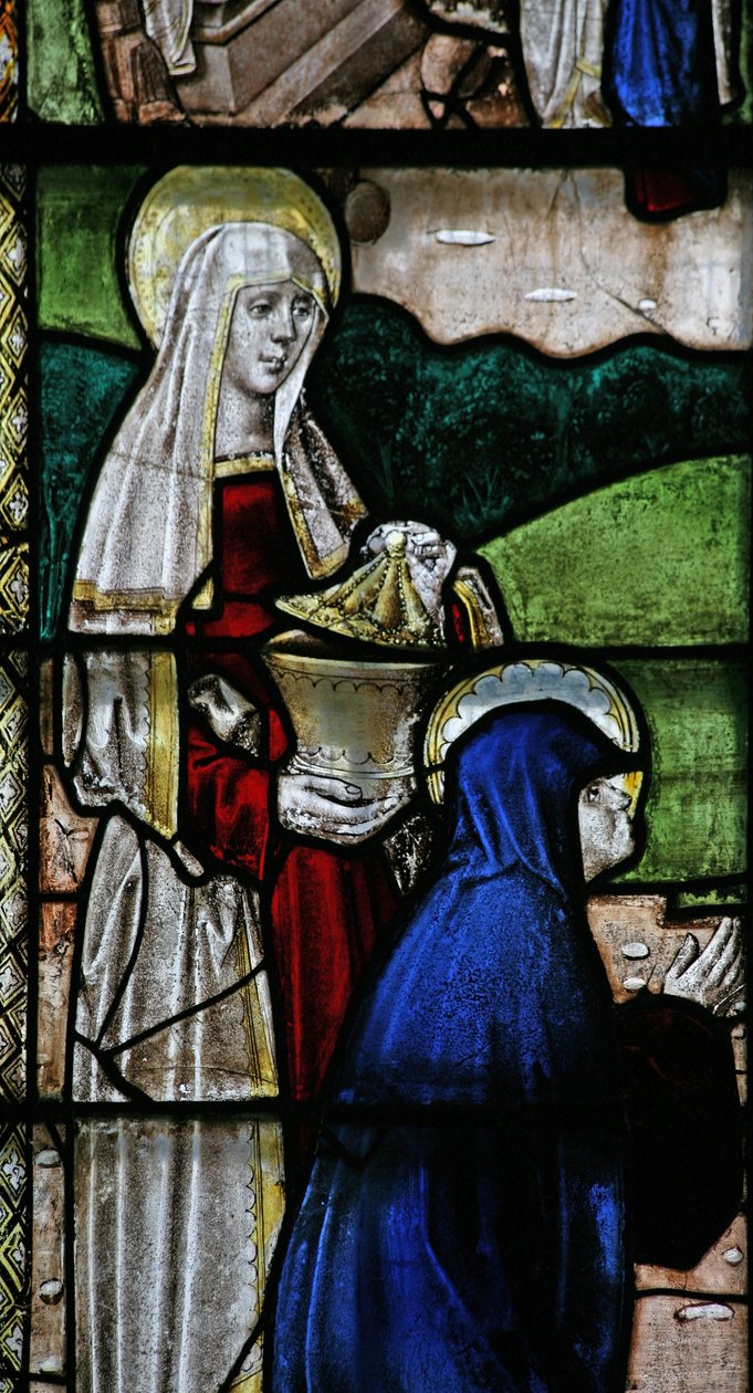Janela s3 representando uma cena de ressurreição: as mulheres sagradas no túmulo de English School