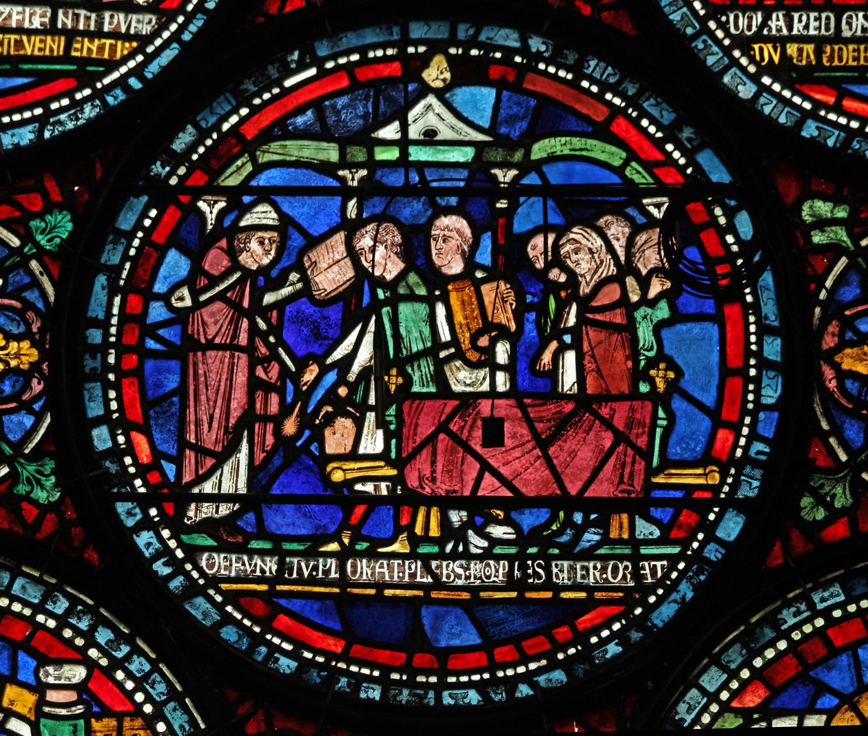 Janela s6 representando uma cena de um St Thomas Becket Janela do milagre: Gilbert de Brun  Funeral de English School