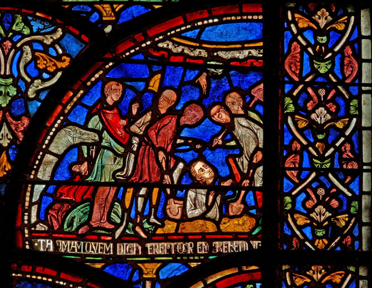 Janela s7 representando uma cena de um St Thomas Becket Janela milagrosa: William of Gloucester enterrado e descoberto de English School