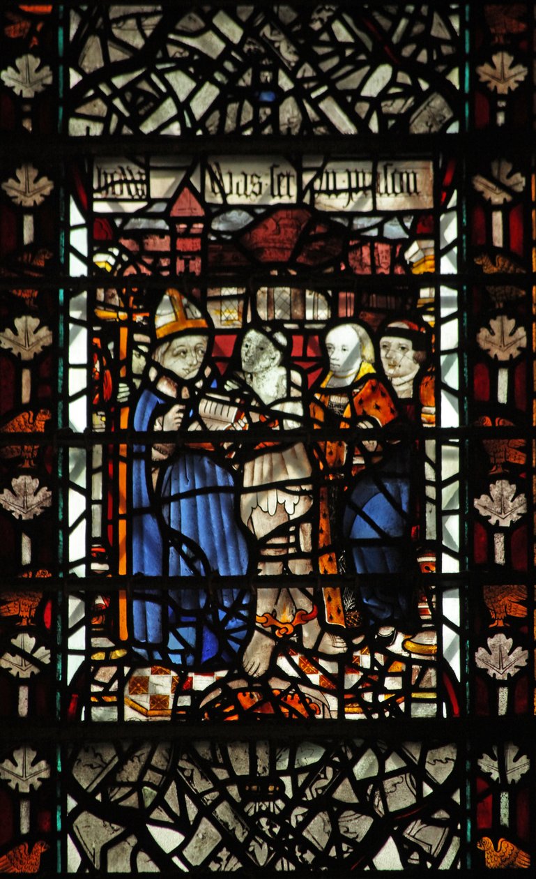 Janela w58 representando St Thomas Becket com um prisioneiro e 2 outras figuras de English School