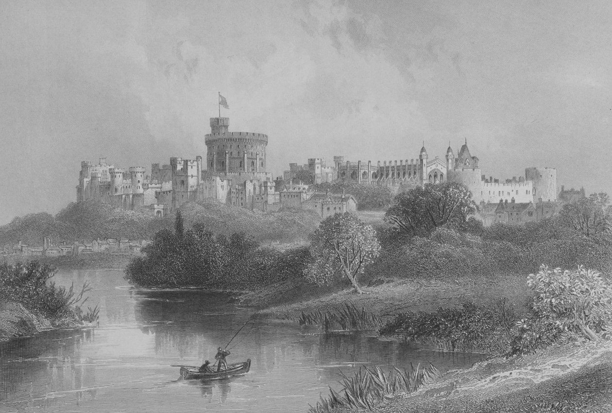 Castelo de Windsor, da Galeria de Geografia pelo Rev. Thomas Milner, publicado em 1880 de English School