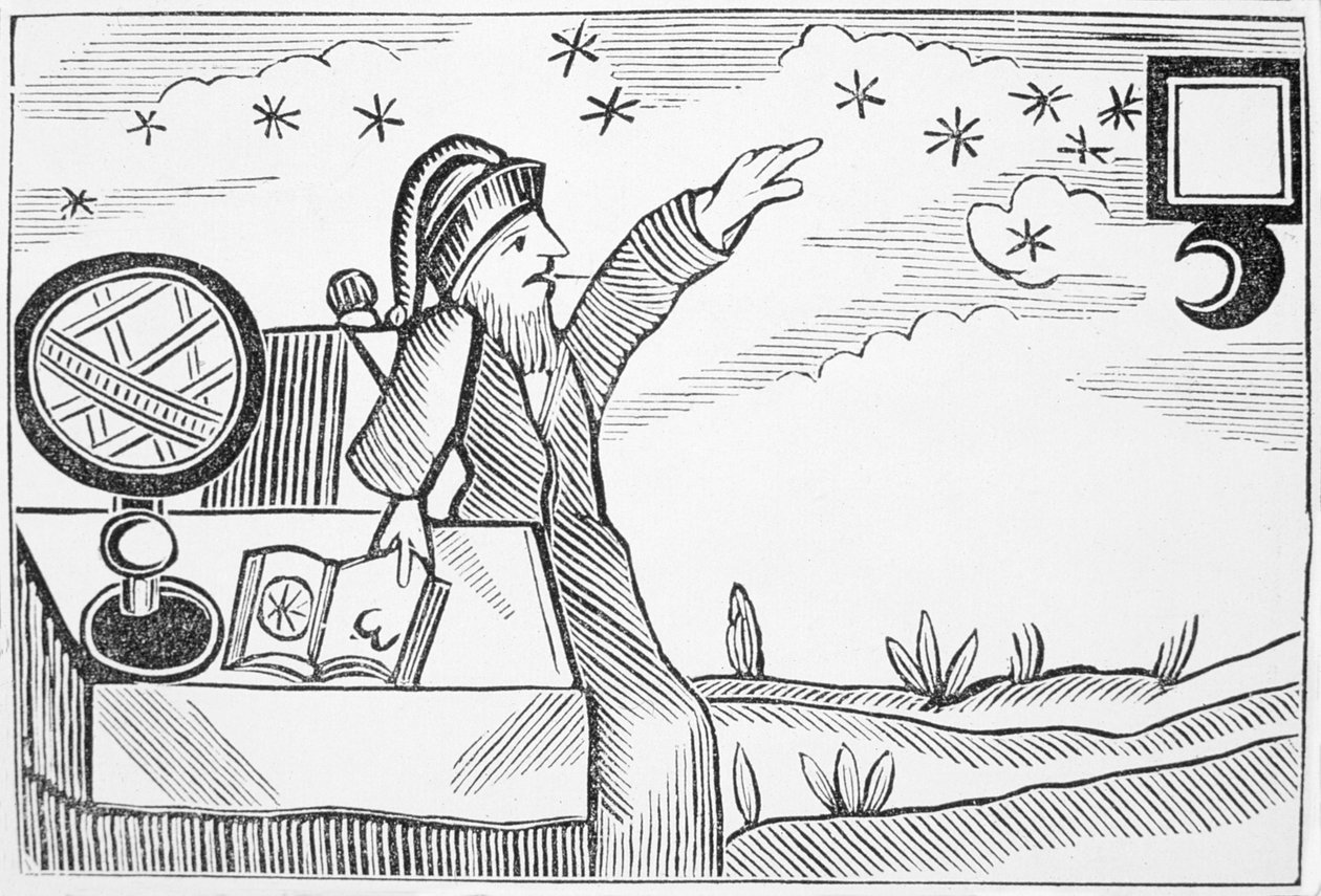 Assistente de consultoria a lua e as estrelas, ilustração de uma coleção de chapbooks sobre esoterica de English School