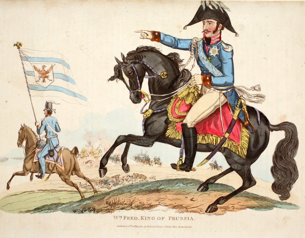 Wm Fred. Rei da Prússia, pub. por Richard Evans, engr romney, ilustração de um relato histórico da batalha de Waterloo por William Mudford, 1816 de English School