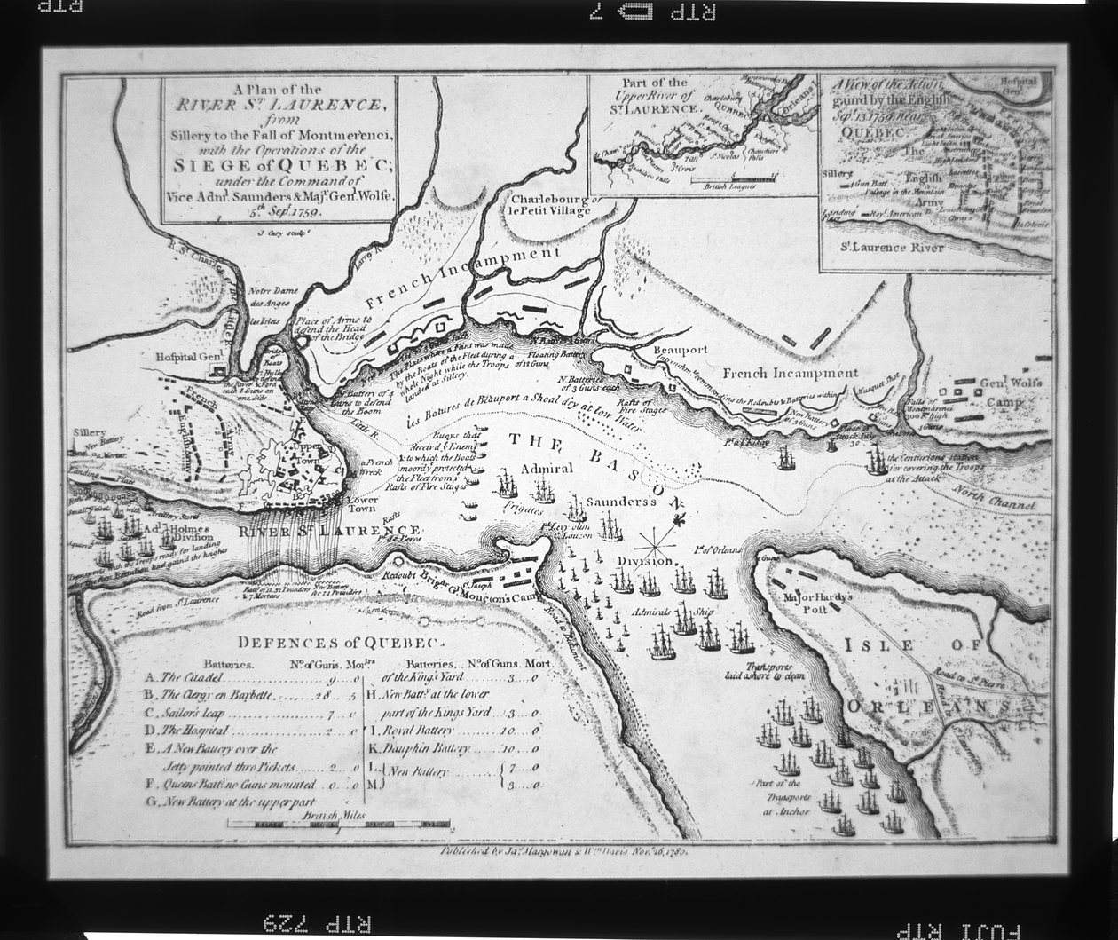 O plano de Wolfe para o cerco de Quebec em 1759 de English School