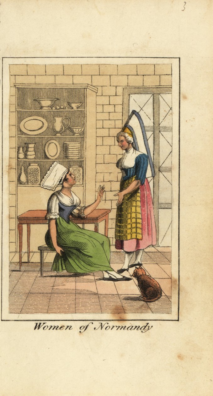Mulheres da Normandia, França, em uma cozinha de English School