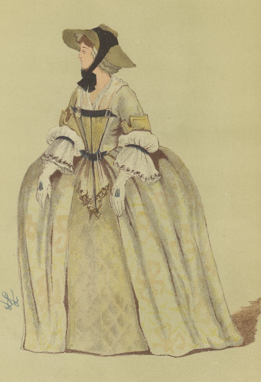 Traje rural feminino do reinado de Jorge II de English School
