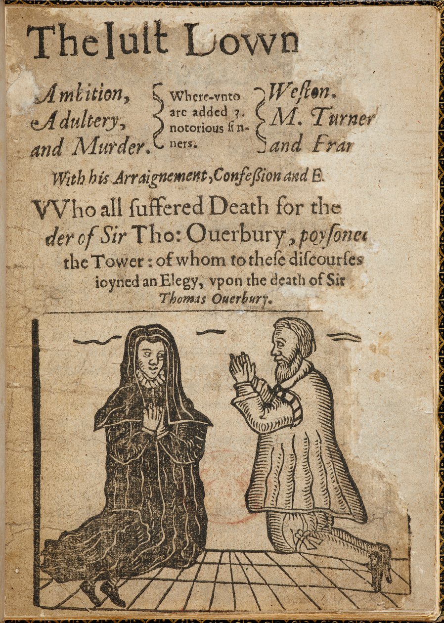 Corte de madeira sobre o tema do assassinato de Sir Thomas Overbury.
Sir Thomas Overbury era um poeta e ensaísta inglês, também conhecido por ter sido vítima de um homicídio que levou a um julgamento escandaloso. de English School