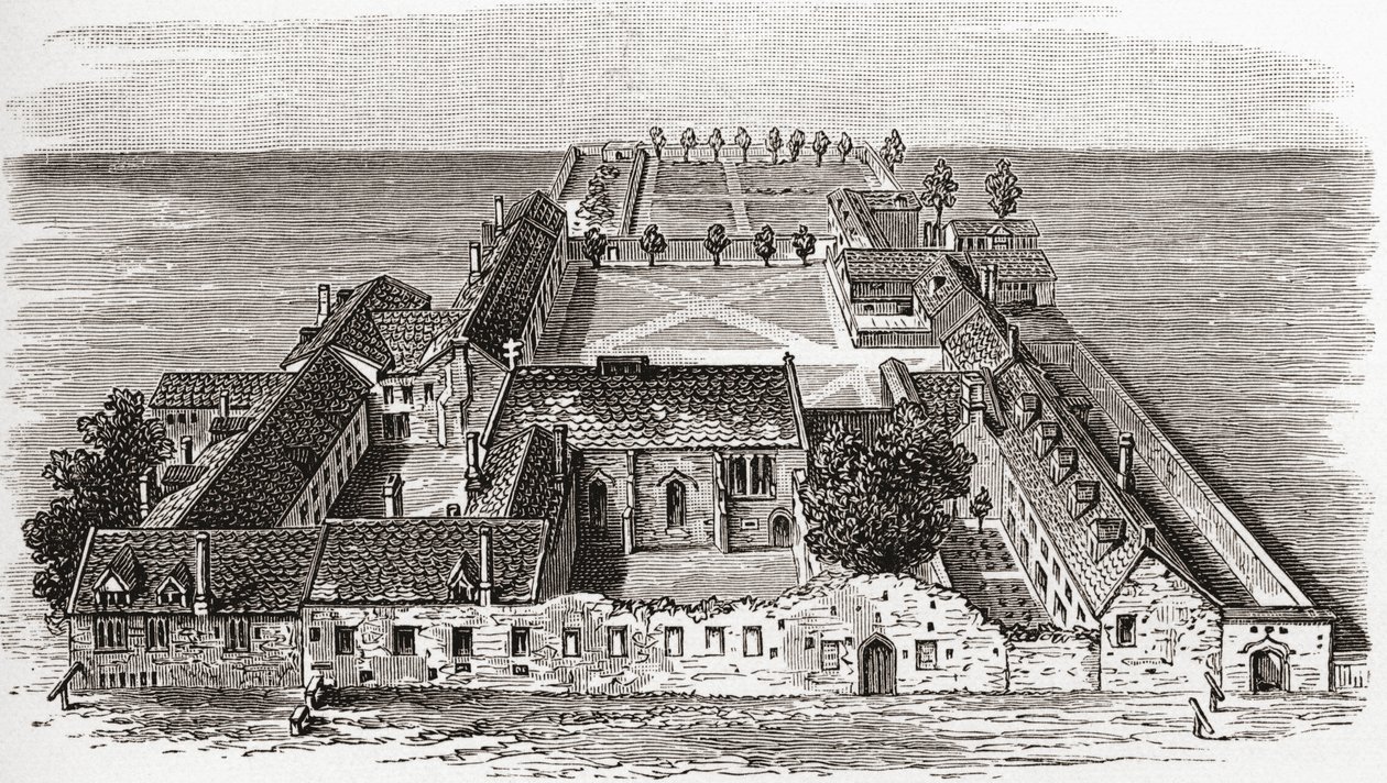 Worcester College, anteriormente Gloucester Hall, Oxford, c.1673, de "Uma Breve História do Povo Inglês", de JR Green, publicado em 1893 de English School