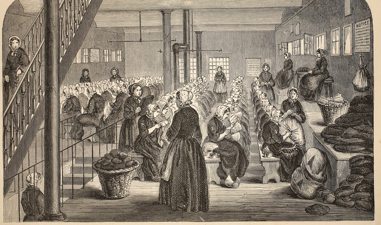 Sala de trabalho, no sistema silencioso, na casa da correção, Tothill Campos, ilustração das prisões criminosas de Londres e cenas da vida da prisão por Henry Mayhew e por John Binny, bar. 1862 (eng de English School