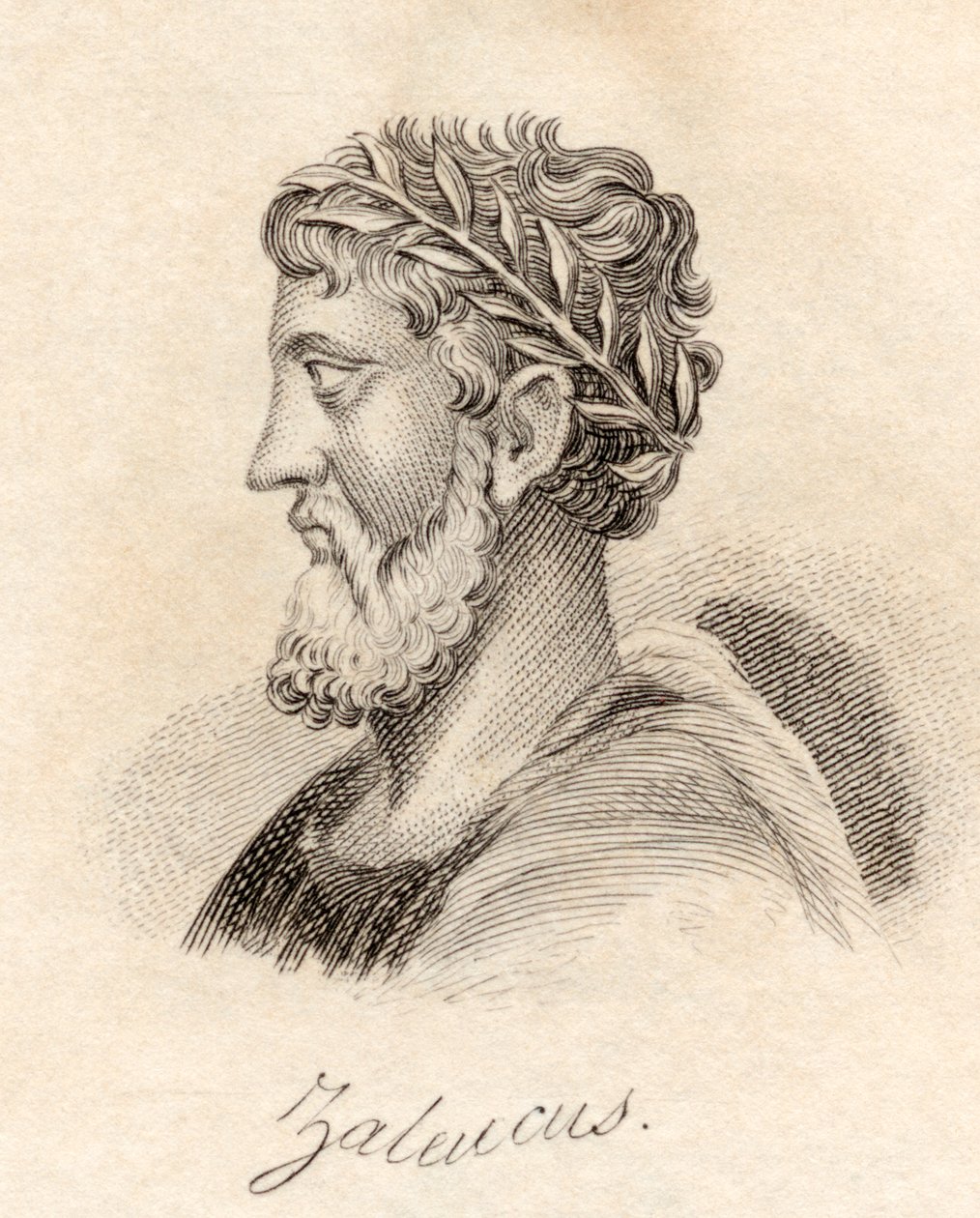 Zaleucus, do "Dicionário Histórico de Crabb", publicado em 1825 de English School