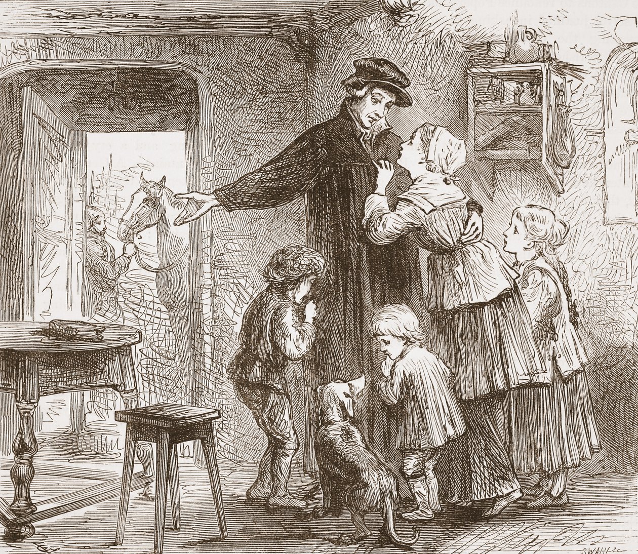 Zwingle que partem para juntar-se ao exército, ilustração da história do protestantismo por James Aitken Wylie (1808-1890), bar. 1878 de English School