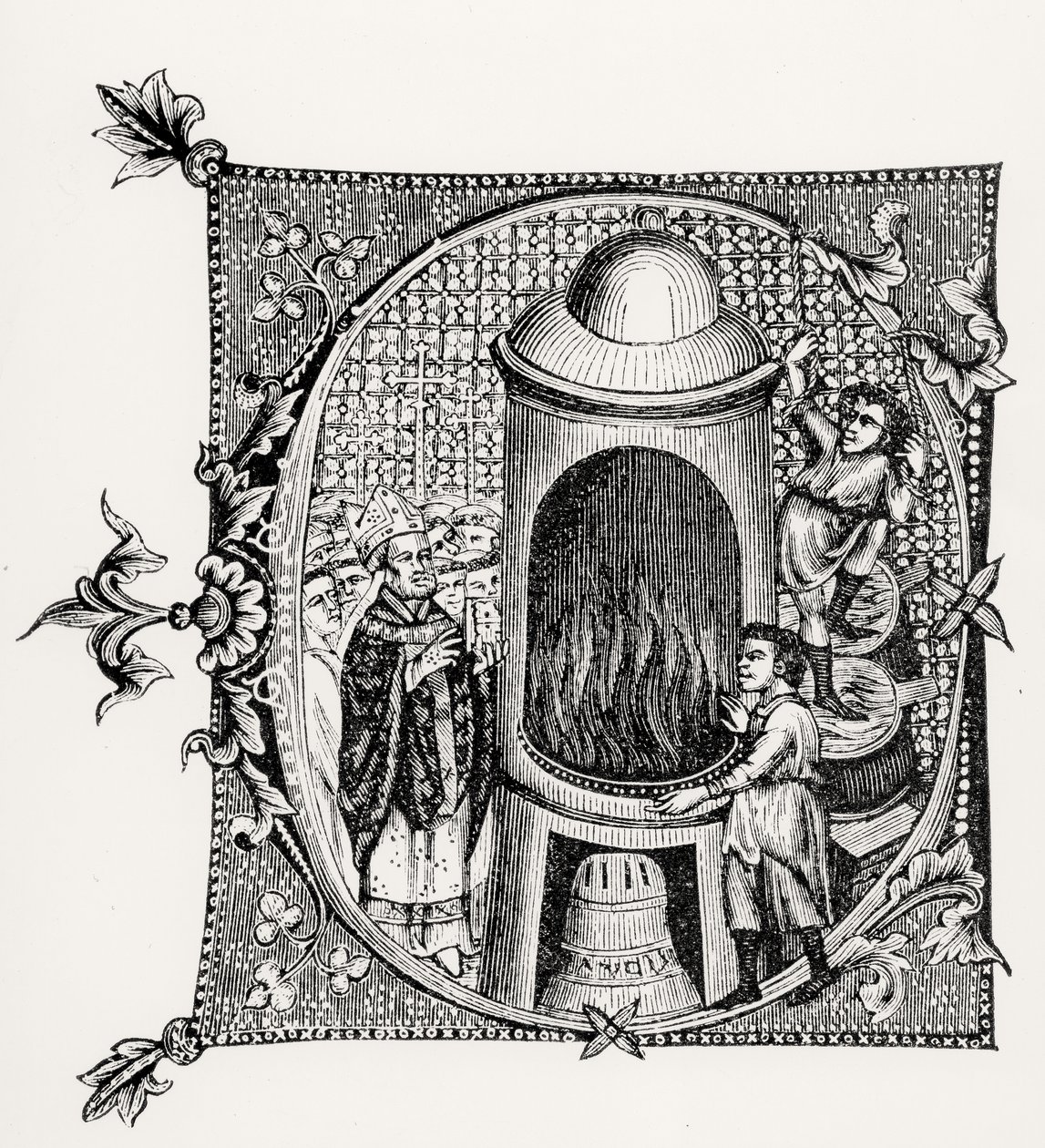 Historiated C inicial do Divinorum Officiorum por William Durand, ilustração da Ciência e Literatura na Idade Média e Renascimento, escrita e gravada por Paul Lacroix, 1878 ( de English School English School
