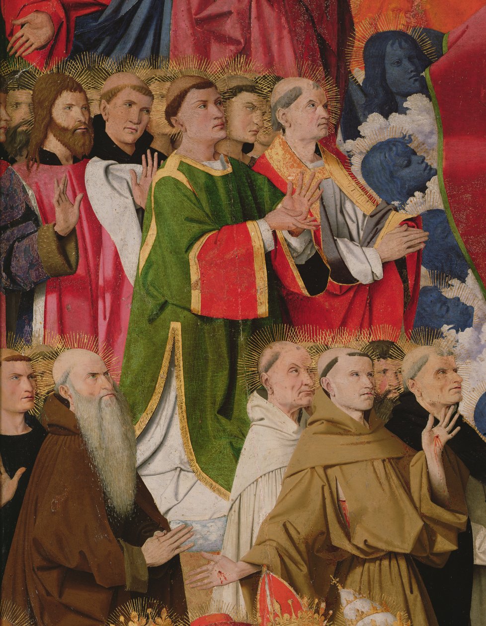 Oficiais eleitos e clero, detalhe da Coroação da Virgem, 1453-54 de Enguerrand Quarton