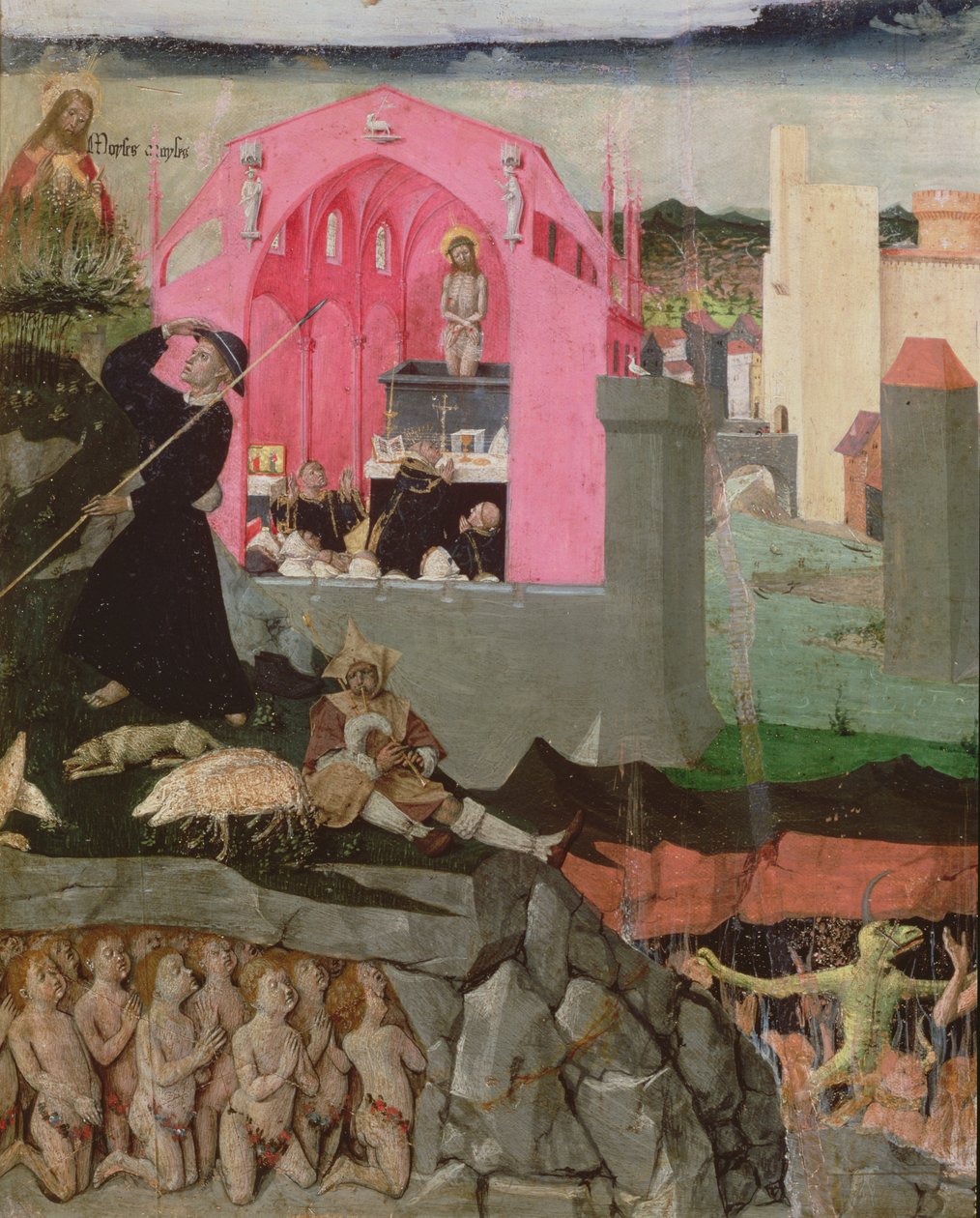 Missa de São Gregório Magno, Moisés, ressurreição dos mortos, detalhe da Coroação da Virgem, 1453-54 de Enguerrand Quarton