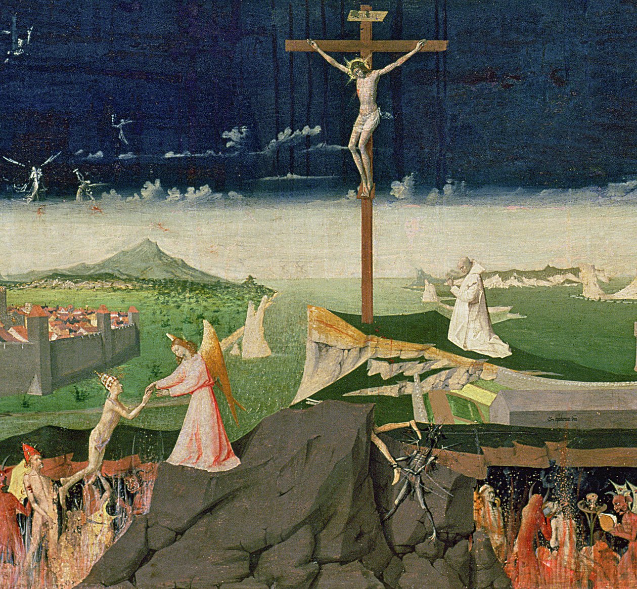 A coroação da Virgem, concluída em 1454 (detalhe de 57626) de Enguerrand Quarton
