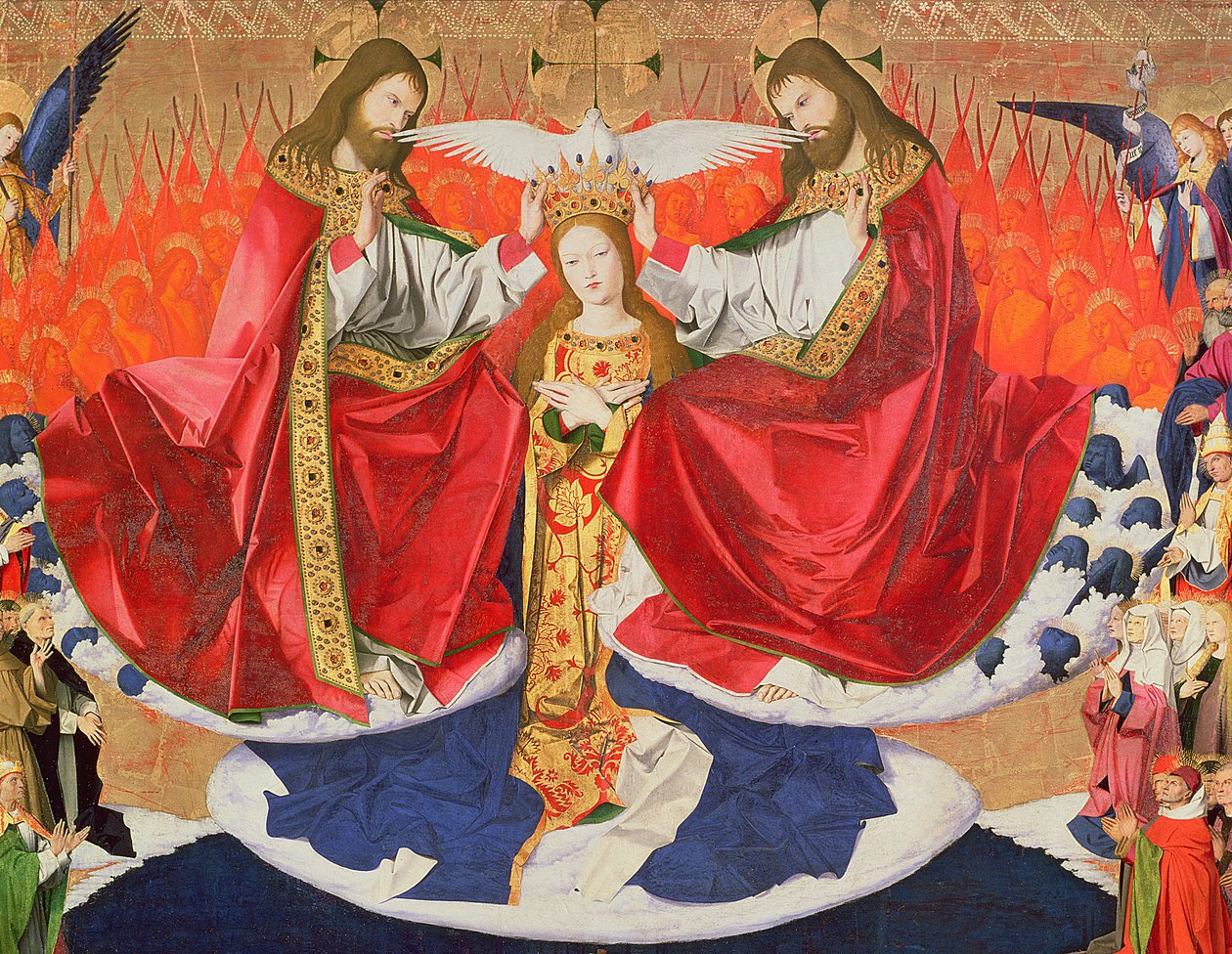 A coroação da Virgem, concluída em 1454 (detalhe de 57626) de Enguerrand Quarton