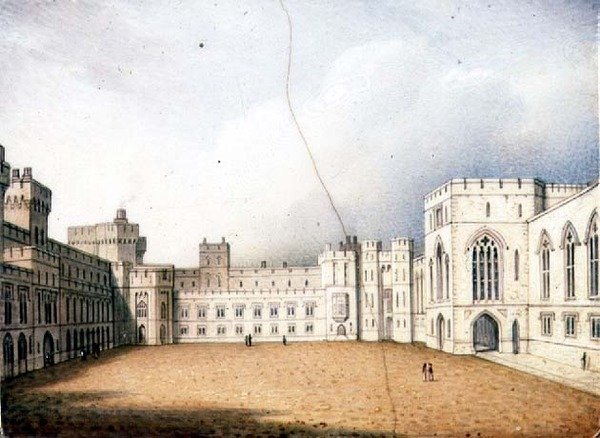 Placa de Worcester representando o Quadrangle, Castelo de Windsor, um de um par, c.1830-40 (porcelana) (para par ver 72833) de Enoch Doe