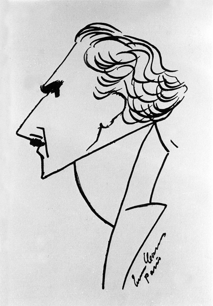 Desenho animado pelo maestro italiano Arturo Toscanini (1867-1957). Desenho do tenor Enrico Caruso. 1908 aproximadamente. de Enrico Caruso