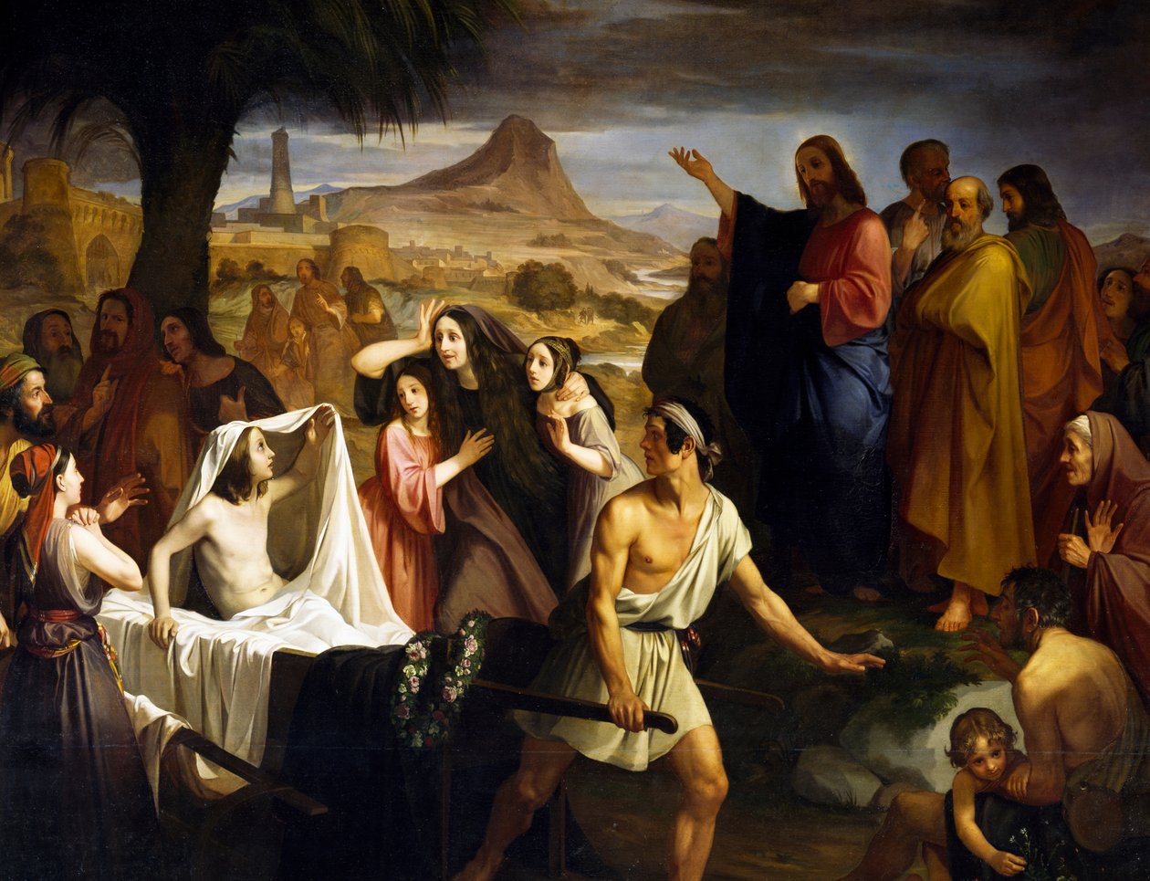 Ressurreição da viúva do filho de Naim, por Enrico Pollastrini (1817-1876), Igreja de Santa Maria de Sucesso, Livorno, Toscana, Itália de Enrico Pollastrini