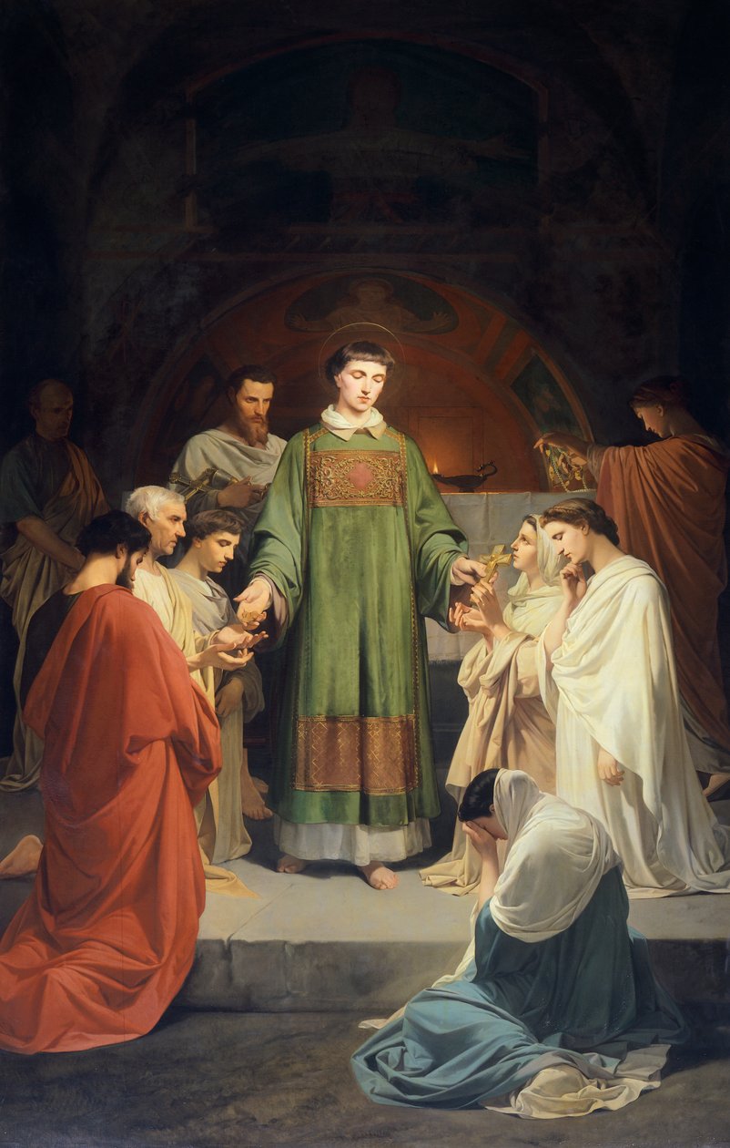 esmola de São Lourenço, de Enrico Pollastrini (1817-1876), Igreja de Santa Maria do Socorro, Livorno, Itália de Enrico Pollastrini