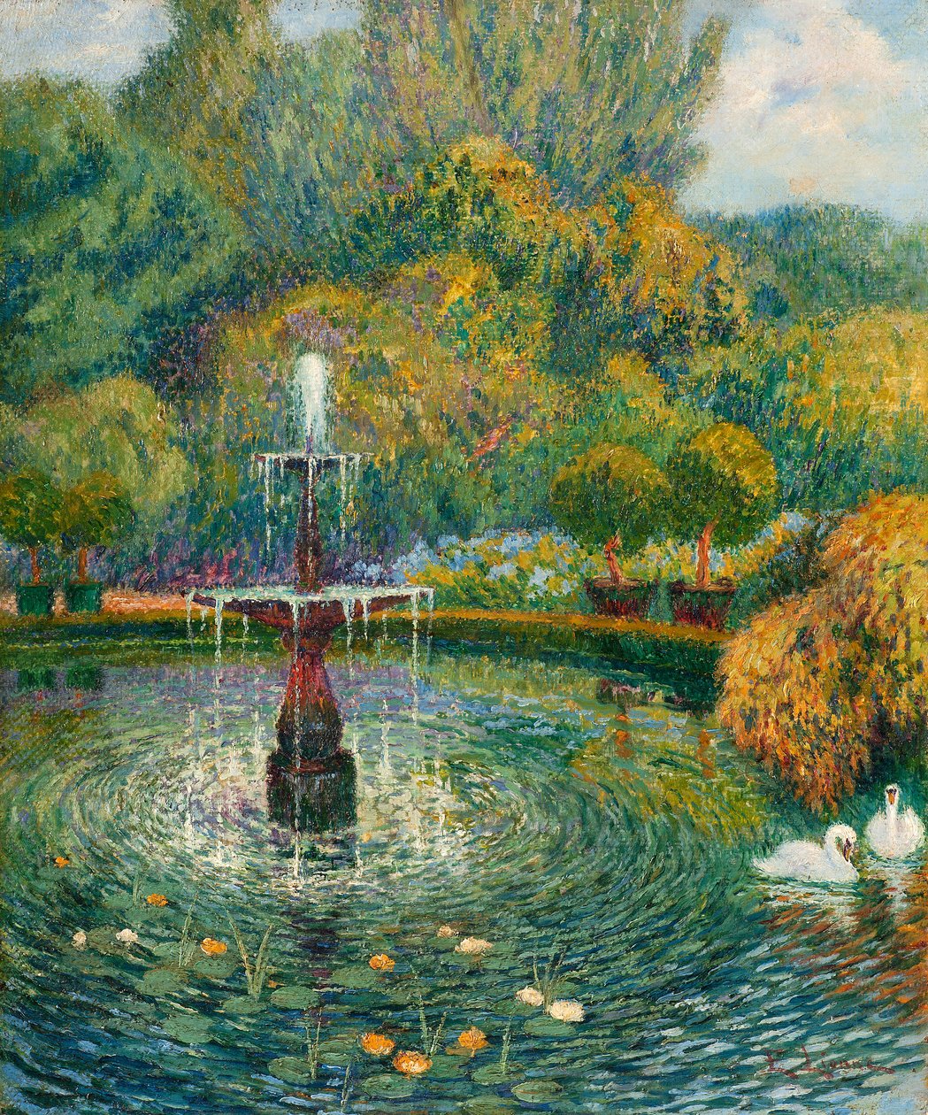Fonte num Jardim (óleo sobre tela) de Enrico della Lionne