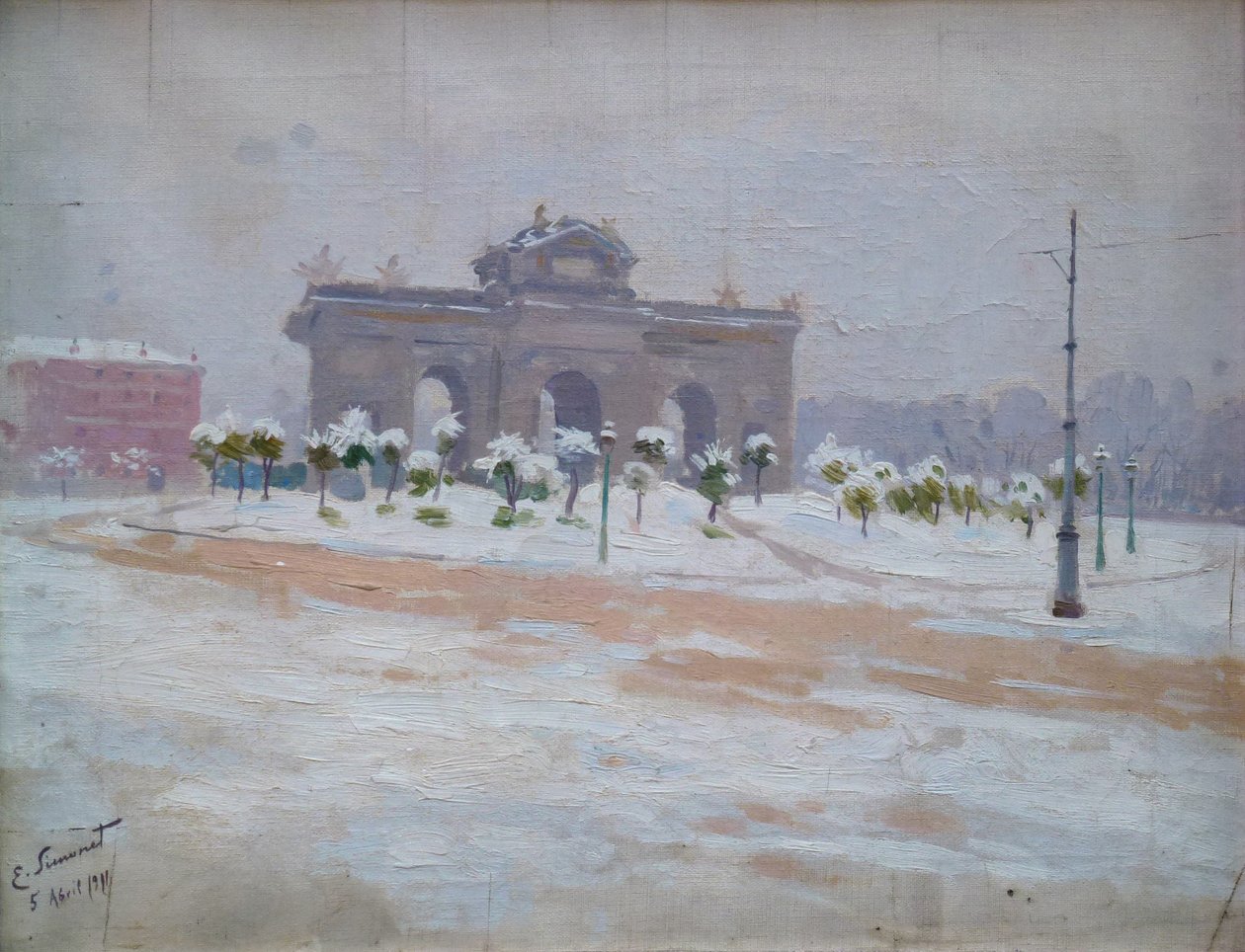 Puerta de Alcala nevadaSnow coberto Puerta de Alcala de Enrique Simonet