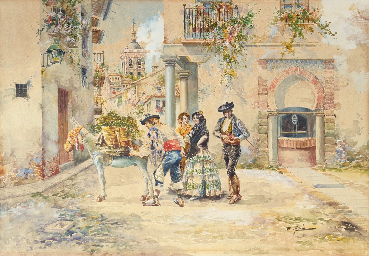 O Vendedor de Rua (lápis e aquarela) de Enrique Marin Higuero