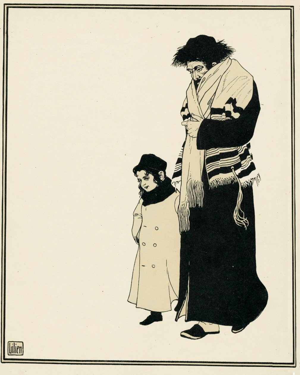 Um judeu ortodoxo com seu filho de Ephraim Moses Lilien