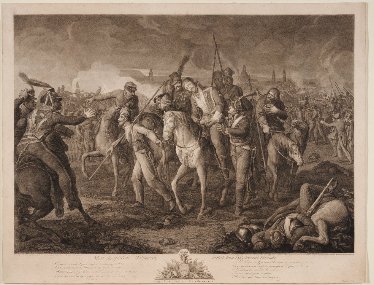 Morte do general Aleksey Melissino em 26 de agosto de 1813, 1813 de Ephraim Gottlieb Krüger