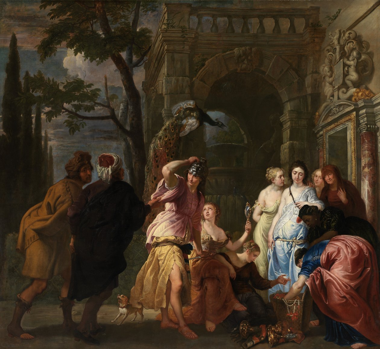 Aquiles e as Filhas de Arquimedes (óleo sobre tela) de Erasmus Quellinus