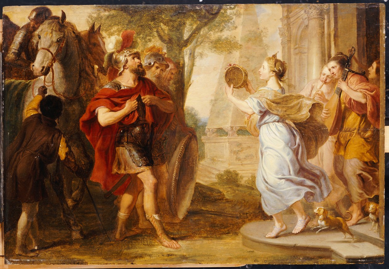 Jefté é recebido por sua filha de Erasmus Quellinus