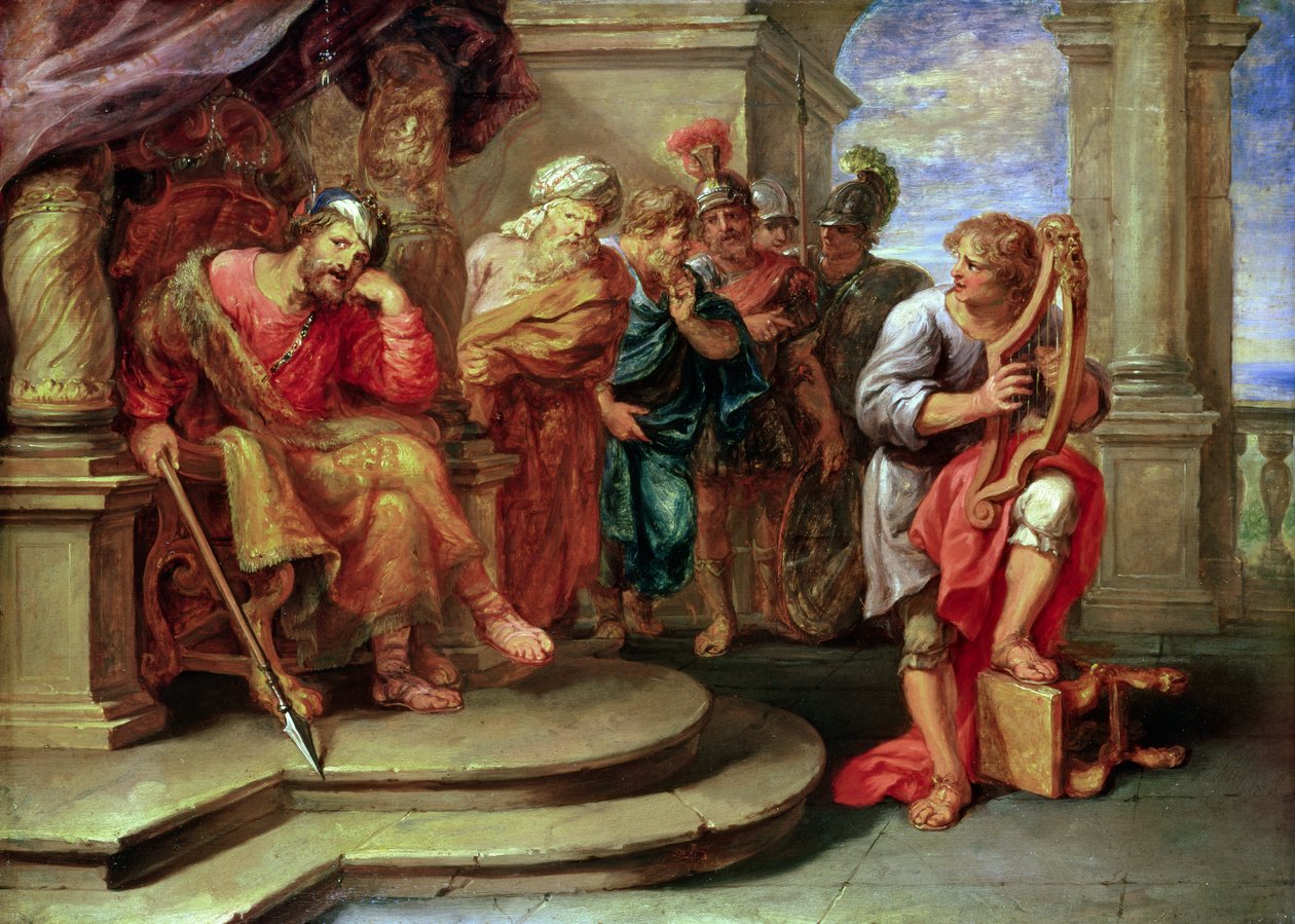 Saul Escutando David Tocando Harpa de Erasmus Quellinus II