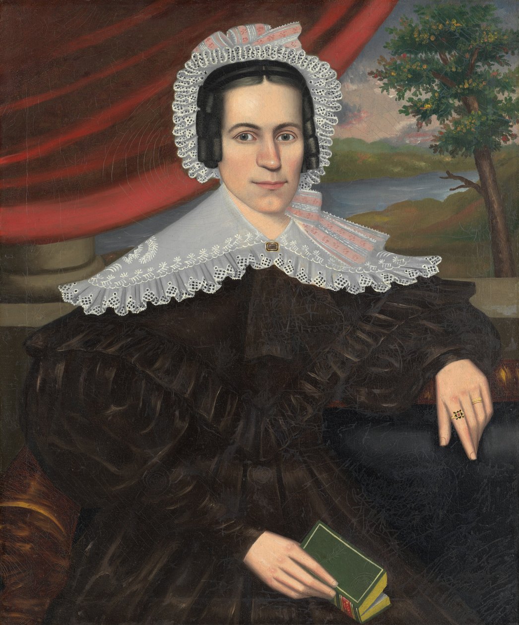 Mulher com um livro verde de Erastus Salisbury Field