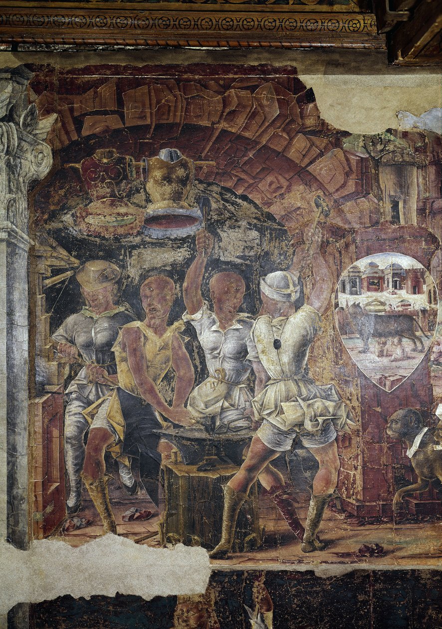 Alegoria de setembro, detalhe do triunfo de Vulcano, vista de seu detalhe afresco de Ercole de 