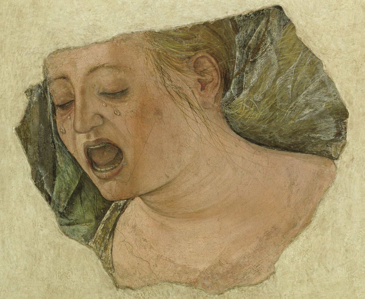 Cabeça de Maria Madalena Chorando, da Crucificação de Ercole de Roberti