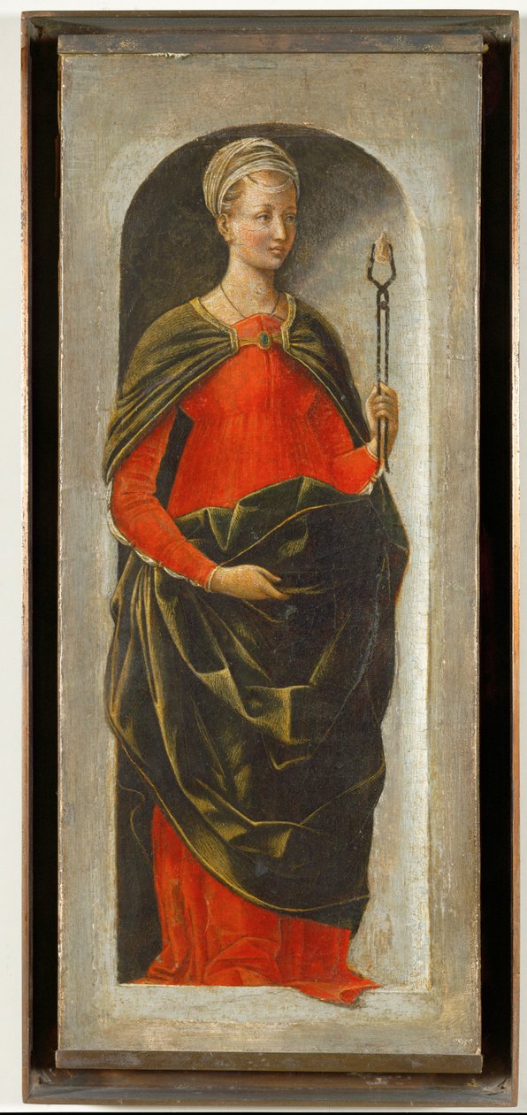 Santa Apolónia, coluna direita do altar de São Vicente Ferrier pintado para Bolonha por Francesco Cossa, terminado por Ercole di Roberti ... de Ercole de Roberti