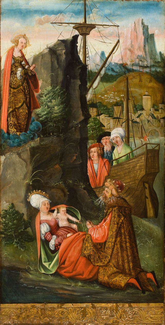Santa Maria Madalena levantando a esposa do Príncipe de Marselha, 1519 (óleo sobre painel de carvalho) de Erhard Altdorfer