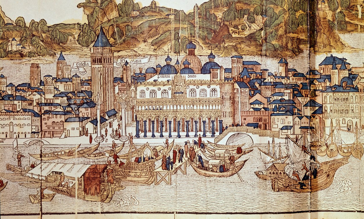 Vista de Veneza (Palácio Doge, Praça de São Marcos) (xilogravura de Erhard Reuwich