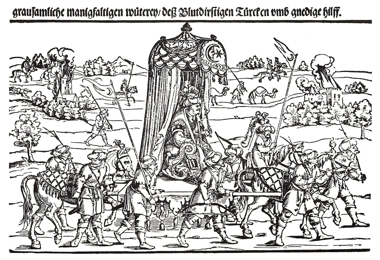 Fragmento de uma face na invasão turca da Hungria de Erhard Schon