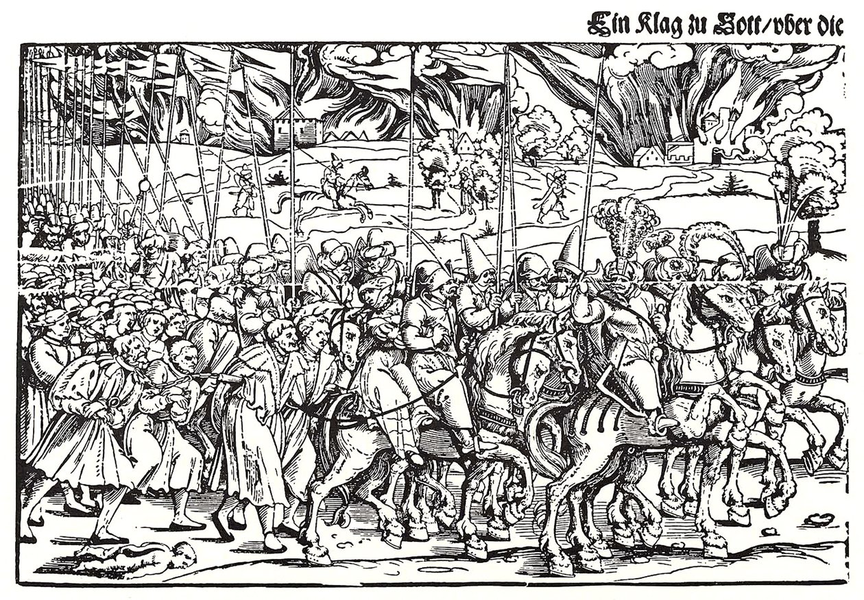 Fragmento de uma face na invasão turca da Hungria de Erhard Schon
