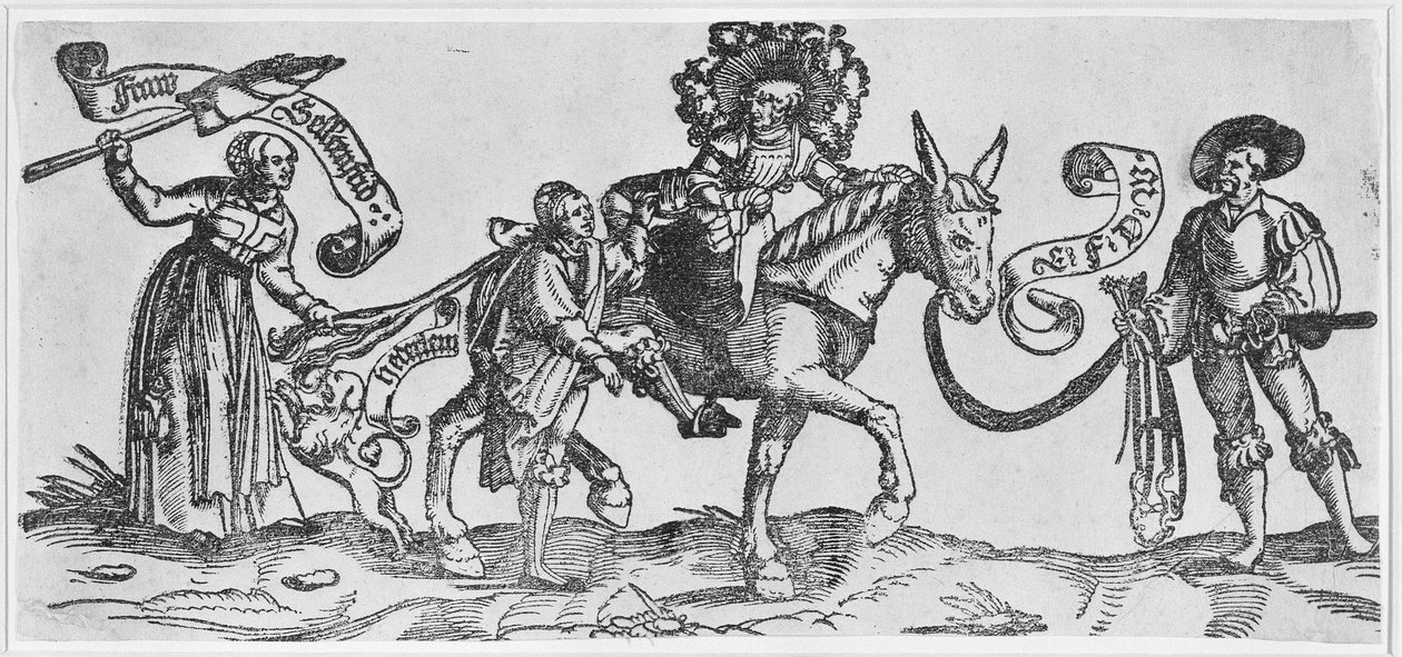 A Megera ("Frau Seltenfried") (xilogravura em papel vegetal) de Erhard Schon