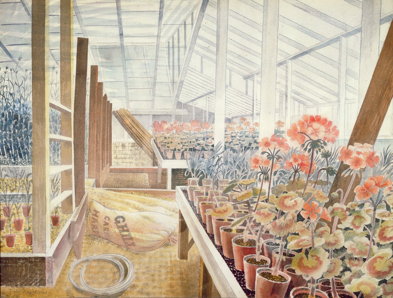 Gerânios e cravos de Eric Ravilious