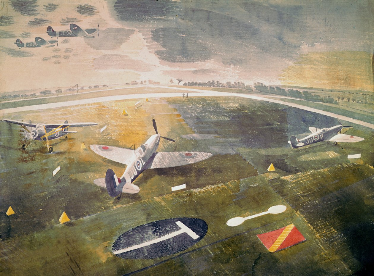 Aviões da RAF em um aeródromo, 1942 de Eric Ravilious