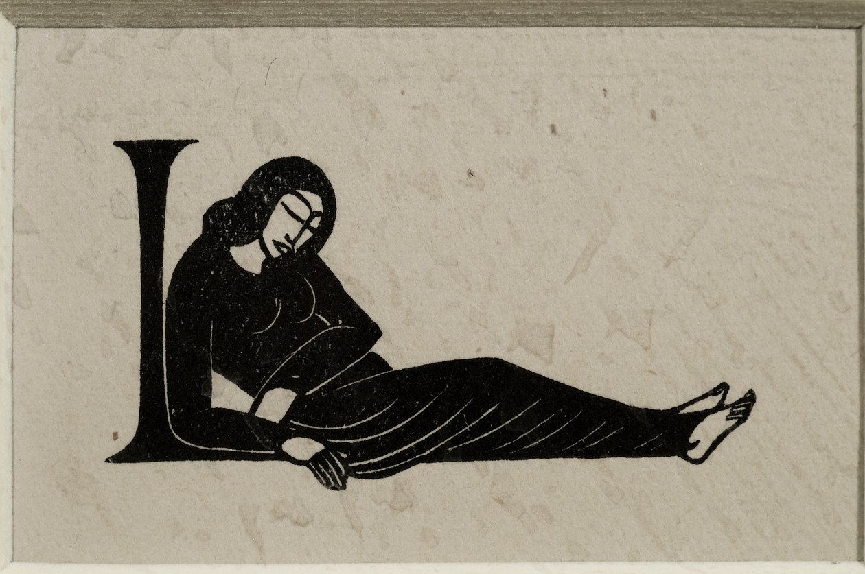 L inicial com Mulher de Eric Gill