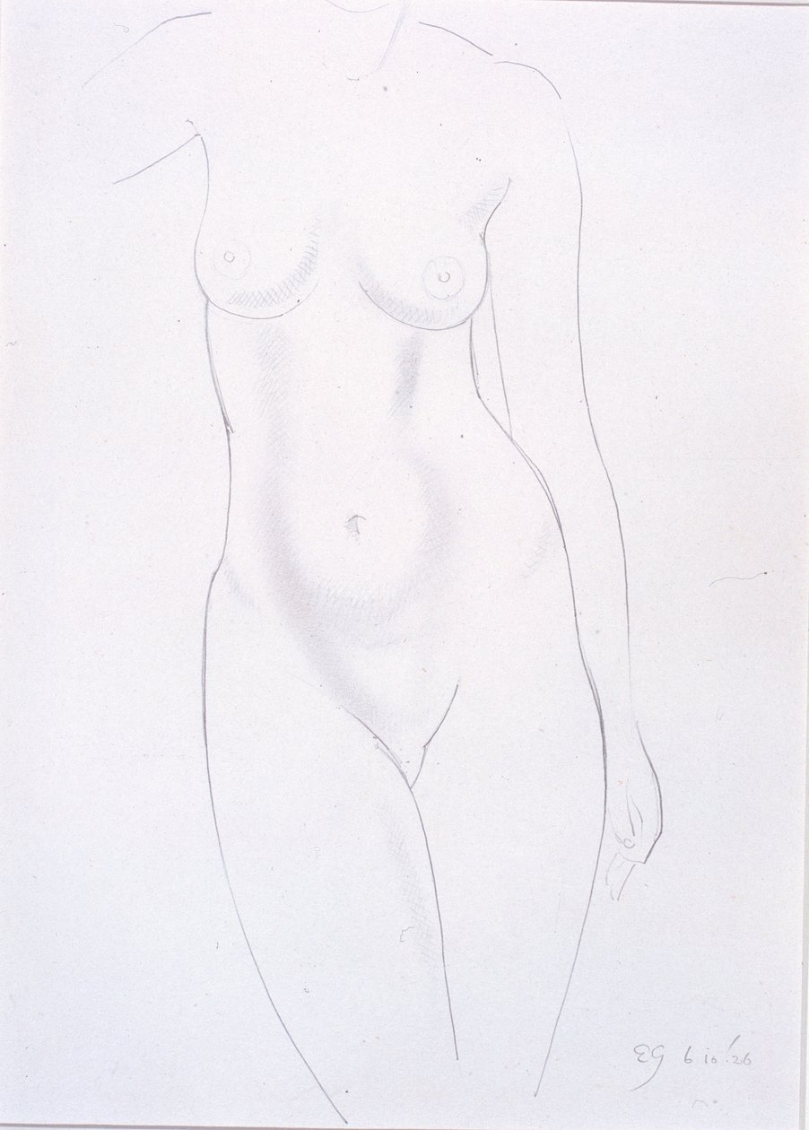 Torso (lápis sobre papel colado no cartão) de Eric Gill