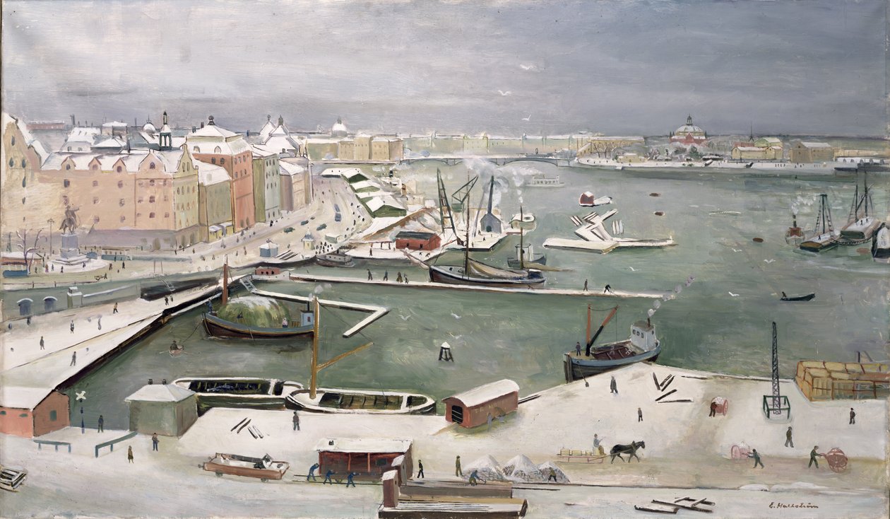 Estocolmo na neve (óleo sobre tela) de Eric Hallström